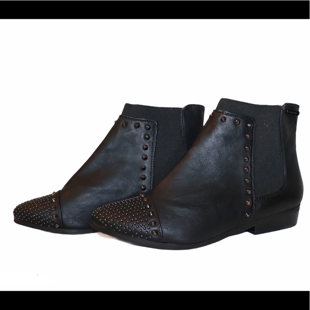Gaudi Studded Ankle Moto Booties Black 39 US 8.5